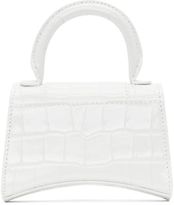 Balenciaga White Croc Mini Hourglass Bag