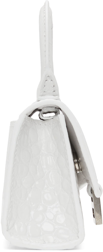 Balenciaga White Croc Mini Hourglass Bag