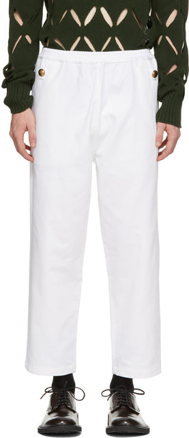 Stefan Cooke White Elastic Waist Trousers - Pantalon de taille élastique blanc Stefan Cooke - 스테판은 흰색 탄성 허리 바지를 cooke