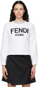 Fendi White Embroidered Logo Sweatshirt - Sweat-shirt de logo brodé blanc Fendi - 펜디 화이트 수 놓은 로고 스웨터