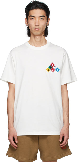 424 White Embroidered Logo T-Shirt - T-shirt logo brodé blanc 424 - 424 화이트 수 놓은 로고 티셔츠