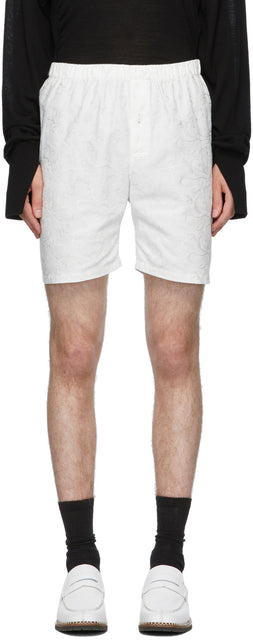Sulvam White Embroidered Shorts - Short brodé blanc Sulvam - Sulvam 화이트 수 놓은 반바지