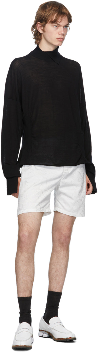 Sulvam White Embroidered Shorts