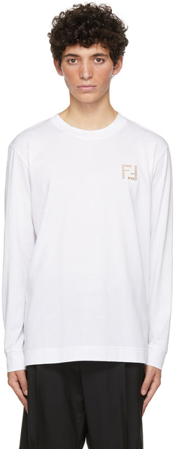 Fendi White 'Forever Fendi' Long Sleeve T-Shirt - T-shirt à manches longues Fendi White 'Forever Fendi' - Fendi White 'Forever Fendi'긴 소매 티셔츠