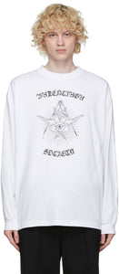 Balenciaga White Gothic Long Sleeve T-Shirt - T-shirt à manches longues gothique Balenciaga - Balenciaga 화이트 고딕 양식의 긴 소매 티셔츠