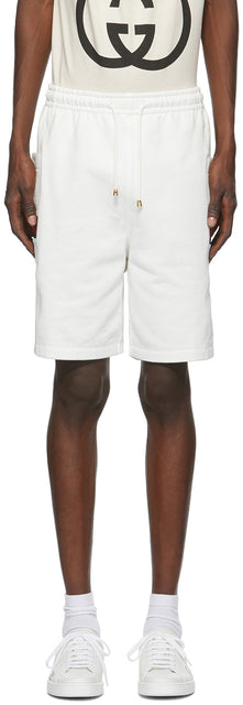 Gucci White Interlocking G Jersey Shorts - Short de Jersey Gucci Blanc - Gucci 화이트 연동 G Jersey 반바지