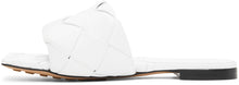 Bottega Veneta White Intrecciato Lido Flat Sandals