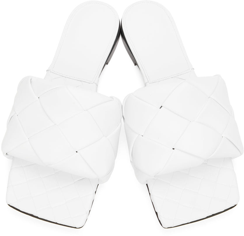 Bottega Veneta White Intrecciato Lido Flat Sandals - Bottega Veneta White Intrecciato Lido Sandales plates - Bottega Veneta 화이트 Intrecciato Lido 플랫 샌들