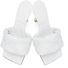 Bottega Veneta White Intrecciato Lido Heeled Sandals - Bottega Veneta White Intrecciato Lido Heeled Sandales - Bottega Veneta 화이트 Intrecciato 리도 힐 샌들