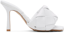 Bottega Veneta White Intrecciato Lido Heeled Sandals