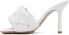 Bottega Veneta White Intrecciato Lido Heeled Sandals