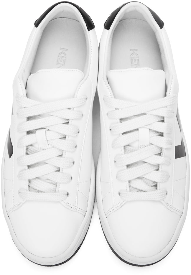 Kenzo White K-Logo Kourt Sneakers - Kenzo Blanc K-Logo Kourt Sneakers - 켄조 화이트 K-Logo Kourt Sneakers.
