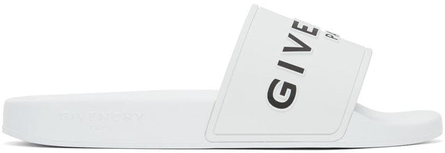 Givenchy White Logo Flat Sandals - Sandales plates Logo White Givenchy - 지방시 화이트 로고 플랫 샌들