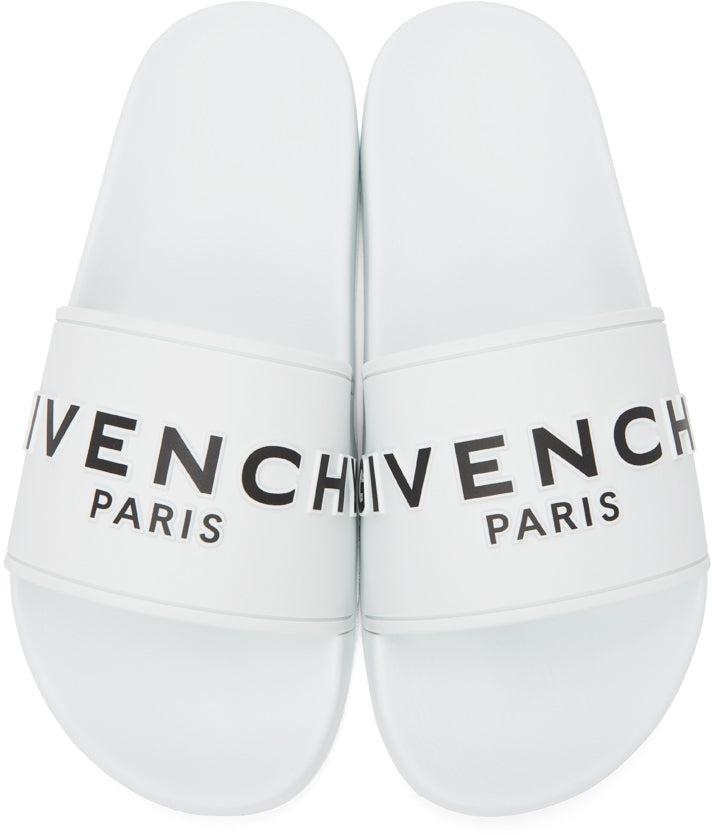 Givenchy White Logo Flat Sandals