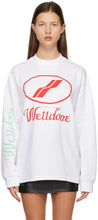 We11done White Logo Long Sleeve T-Shirt - We11done T-shirt à manches longues à manches longues - We11done 화이트 로고 긴 소매 티셔츠