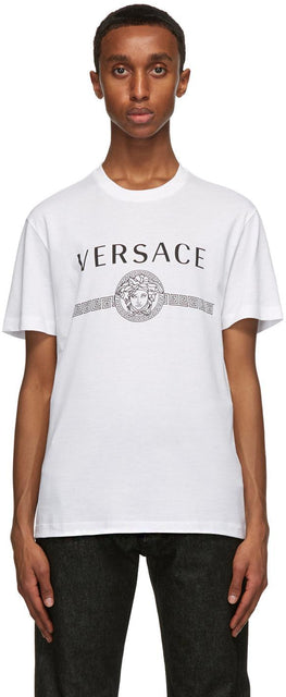 Versace White Medusa Logo T-Shirt - T-shirt Versace White Medusa Logo - 베르사체 화이트 메두사 티셔츠