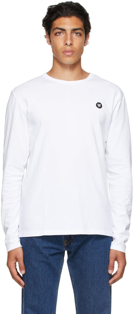Wood Wood White Mel Long Sleeve T-Shirt - T-shirt à manches longues en bois blanc en bois - 나무 나무 화이트 멜 긴 소매 티셔츠