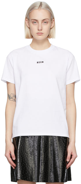 MSGM White Micro Logo T-Shirt - T-shirt Micro Micro Logo MSGM - MSGM 화이트 마이크로 로고 티셔츠