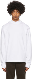 Acne Studios White Mock Neck Long Sleeve T-Shirt - T-shirt à manches longues à manches longues encolure d'acné - 여드름 스튜디오 화이트 모의 목 긴 소매 티셔츠