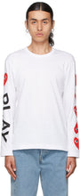 Comme des GarÃ§ons Play White Multi Hearts Big Logo Long Sleeve T-Shirt - T-shirt à manches longues Big Multi Headts White Multi Headts - comme des garÃ§ons 화이트 멀티 하트 큰 로고 긴 소매 티셔츠