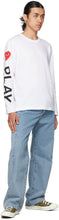 Comme des GarÃ§ons Play White Multi Hearts Big Logo Long Sleeve T-Shirt