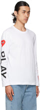 Comme des GarÃ§ons Play White Multi Hearts Big Logo Long Sleeve T-Shirt