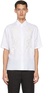 Fendi White Rose Branch Half Sleeve Shirt - Chemise à semi-manche à demi de branche de rose blanche Fendi - 펜디 화이트 로즈 분기 반 소매 셔츠