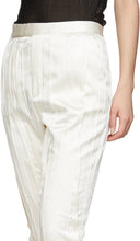 Saint Laurent White Silk Striped Satin Trousers