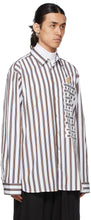 Raf Simons White Stripe Patched Boxy Shirt