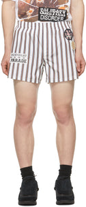 Raf Simons White Striped Patch Boxer Shorts - RAF Simons Short Boxer Boîte à rayures blanches - Raf Simons 화이트 스트라이프 패치 복서 반바지