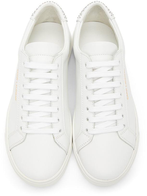 Saint Laurent White Studded Tab Andy Sneakers - STAINT LAURENT BLANCHE TAB ANDY BASKERS ANDY - Saint Laurent White Studded Tab Andy Sneakers.