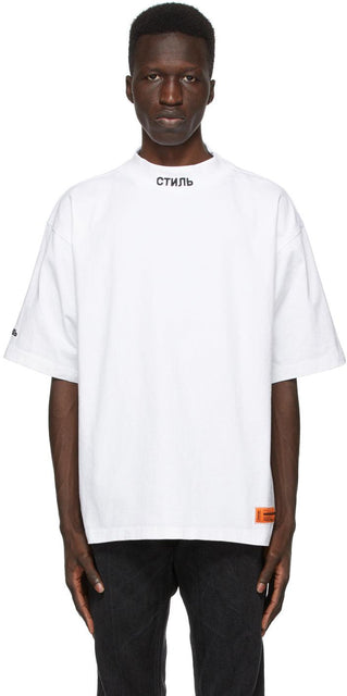 Heron Preston White 'Style' Mock Neck T-Shirt - T-shirt de style 'Style' Heron Preston White 'Style' - 헤론 프레스턴 화이트 '스타일'모의 목 티셔츠