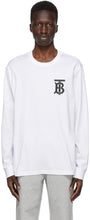 Burberry White TB Monogram Atherton Long Sleeve T-Shirt - T-shirt à manches longues Burberry White Tb Monogram ATHERTON - 버버리 화이트 TB Monogram Atherton Long Sleeve T 셔츠