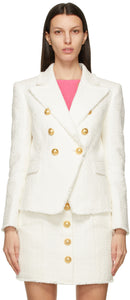 Balmain White Tweed 6-Button Blazer - BLAIS BLAZER BLAND BLANK TWEED 6 BOUTON - Balmain 화이트 트위드 6 버튼 블레이저