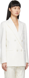 Saint Laurent White Wool Double-Breasted Blazer