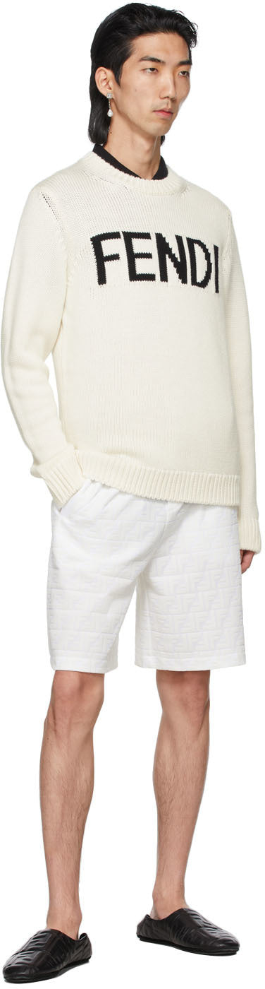 Fendi White Wool Jacquard Sweater – BlackSkinny