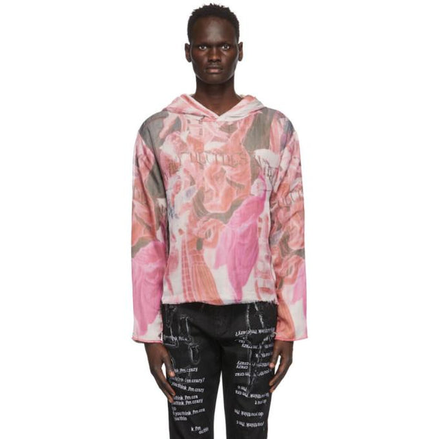 Who Decides War by MRDR BRVDO Off-White and Multicolor Overlay Cable Knit Hoodie