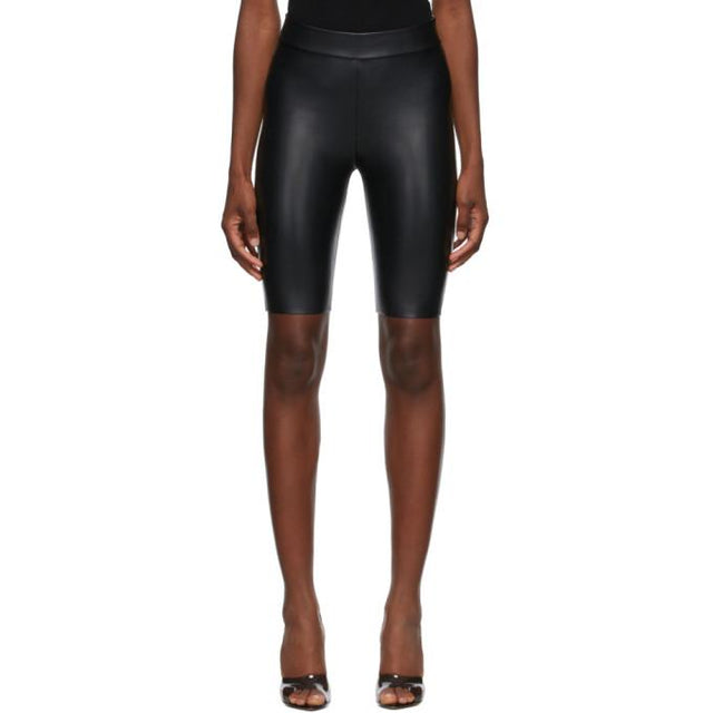 Wolford Black Faux-Leather Edie Biker Shorts