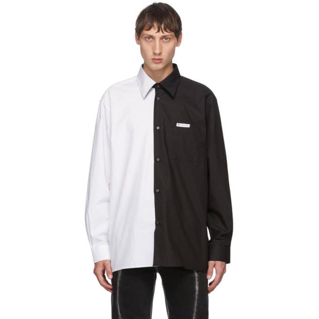 Xander Zhou White and Black Colorblock Shirt