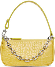 BY FAR Yellow Croc Mini Rachel Bag - De loin Jaune Croc Mini Rachel Sac - 멀리 노란색 CROC 미니 레이첼 백