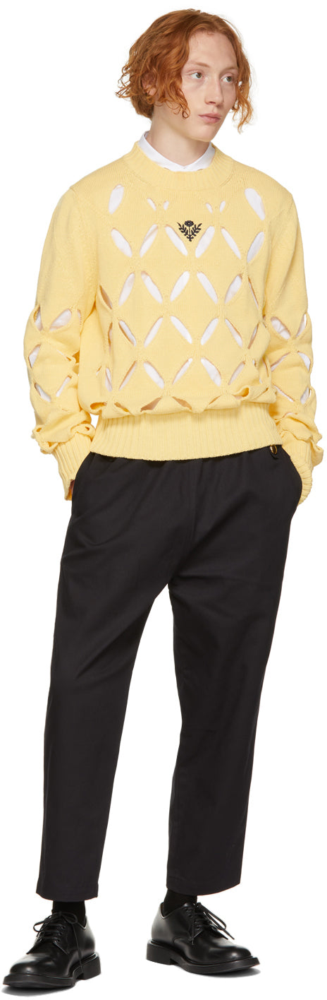 Stefan Cooke Yellow Diamond Slashed Sweater – BlackSkinny Stefan Cooke Yellow Diamond Slashed Sweater – BlackSkinny