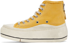 R13 Yellow Distressed High-Top Sneakers