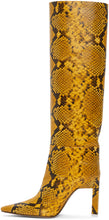 The Attico Yellow Python High Heel Tall Boots