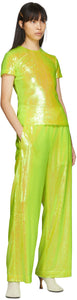 MM6 Maison Margiela Yellow Sequin Flare Lounge Pants - MM6 MAISON MARGIELA Pantalon Jaune Sequin Flare-Chaounge - MM6 Maison Margiela Yellow Sequin Flare Lounge Pants.