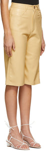 Nanushka Yellow Vegan Leather Nampeyo Shorts