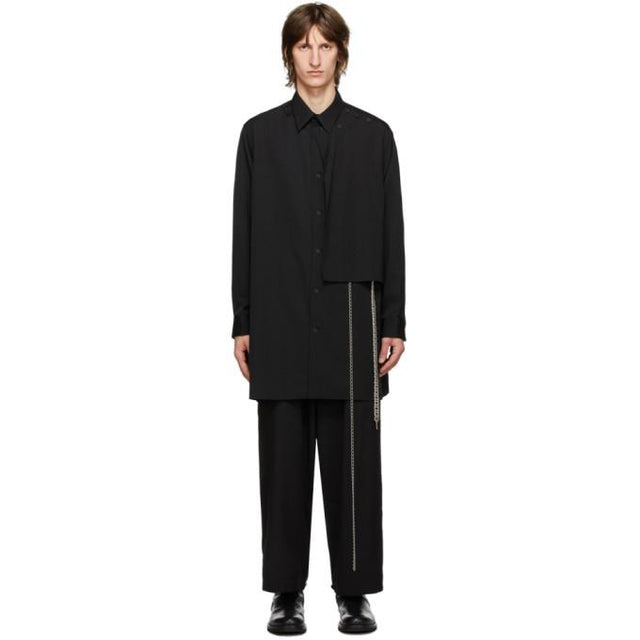 Yohji Yamamoto Black and Silver Wool Chain Shirt