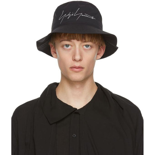 Yohji Yamamoto Black Gore-TexÃ‚Â® Logo Bucket Hat