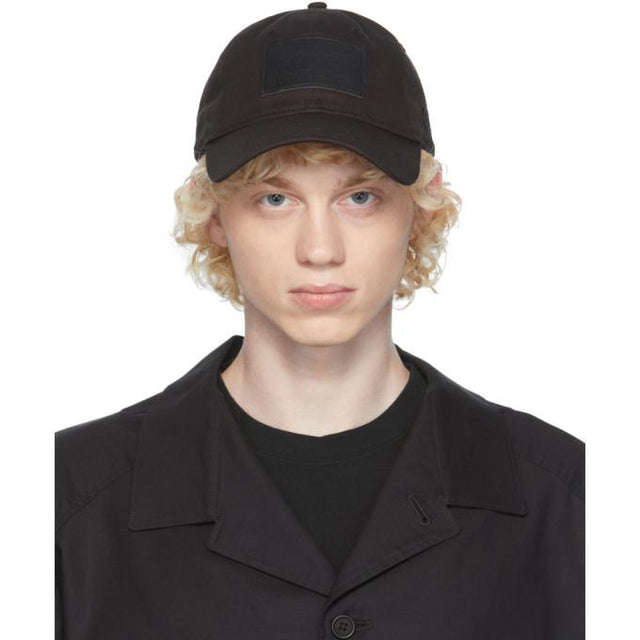 Yohji Yamamoto Black Leather Patch Cap