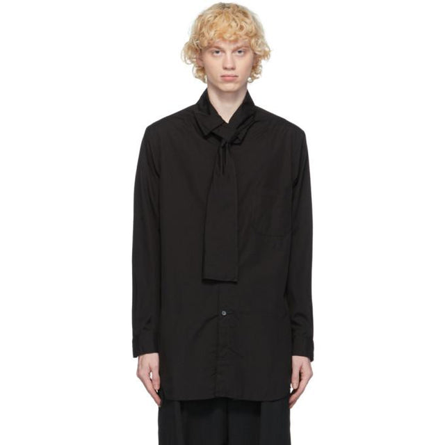 Yohji Yamamoto Black Long Collar Shirt