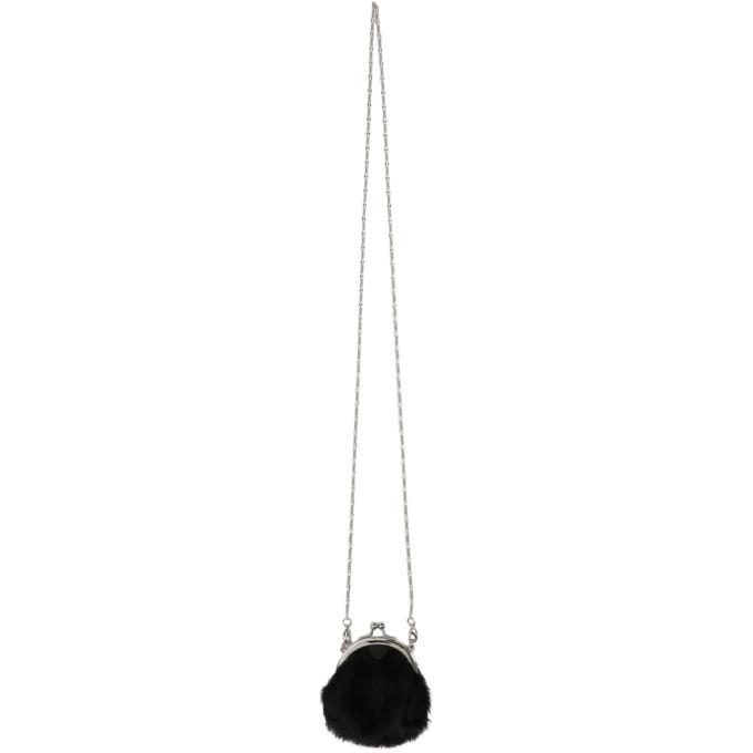 Ys Black Calf-Hair Clasp Necklace Pouch